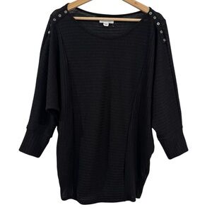 Women's Black Button-Shoulder Top